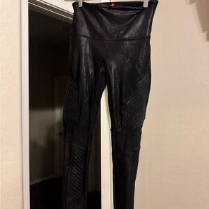 SPANX faux leather moto Black Leggings